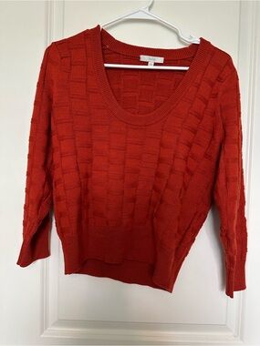 Joie Women's Bright Red Textured Scoop Neck Sweater